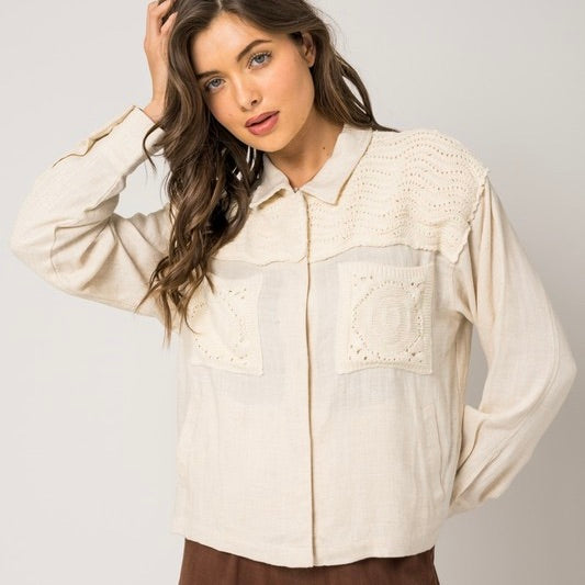 Crochet Mix Linen Jacket
