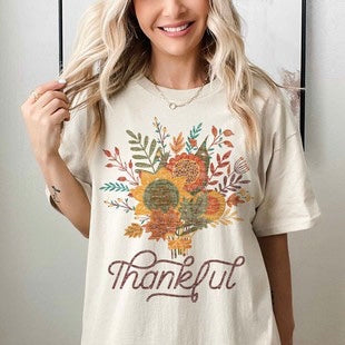 Thankful Thanksgiving Oversized Graphic Tee