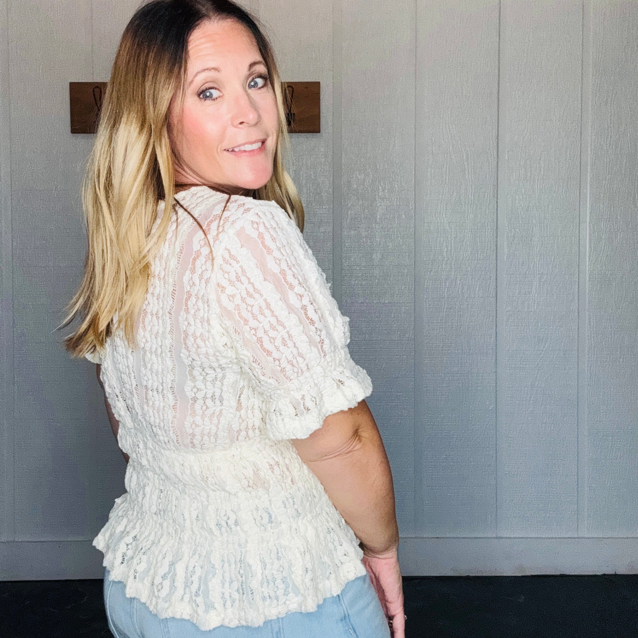 Short Sleeve Lace Blouse