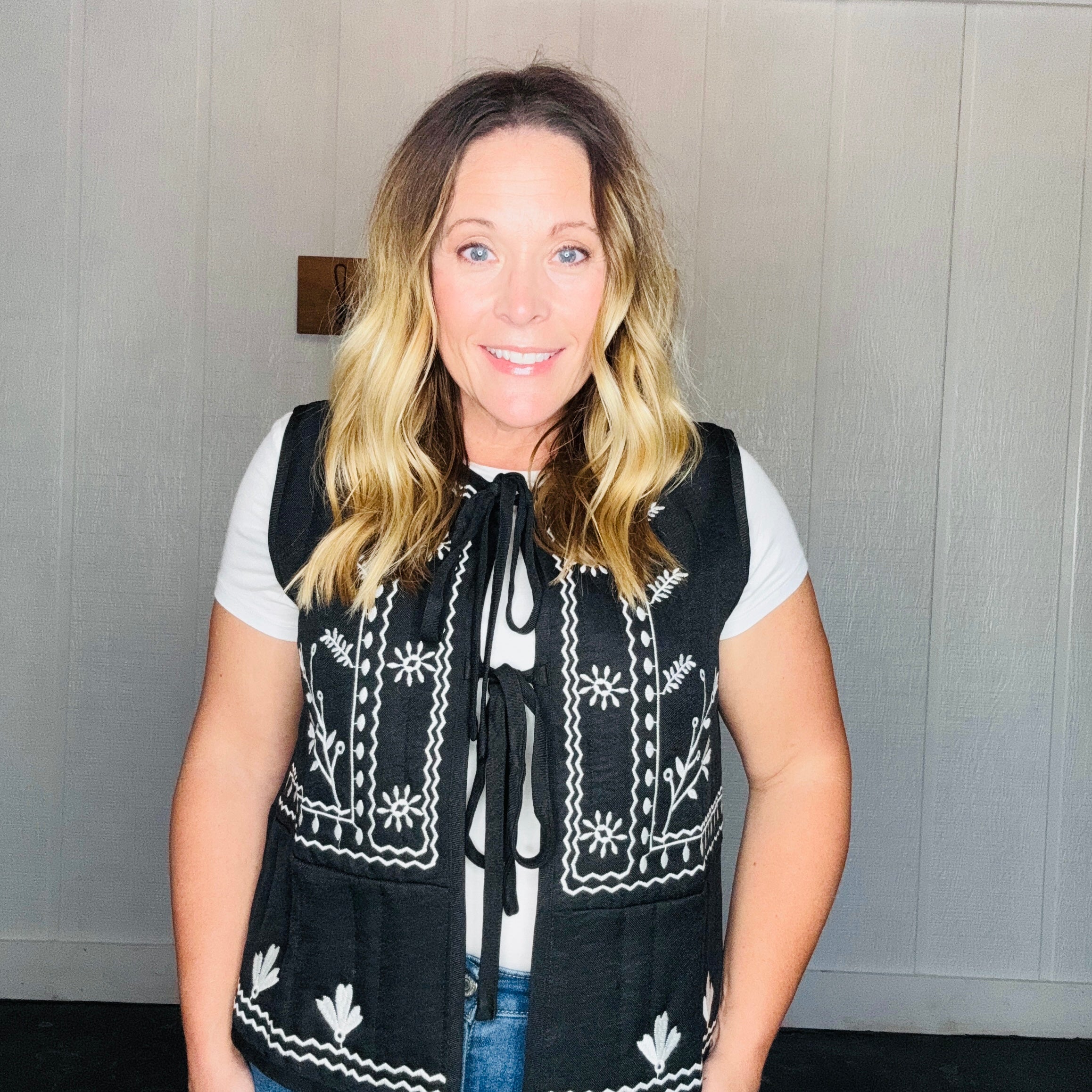 Black Printed Pattern Vest
