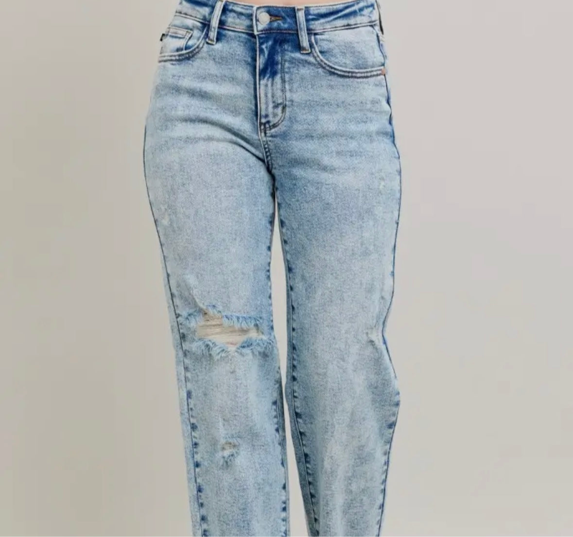 Judy Blue Mineral Wash High Waisted Distressed 90's Straight Jean