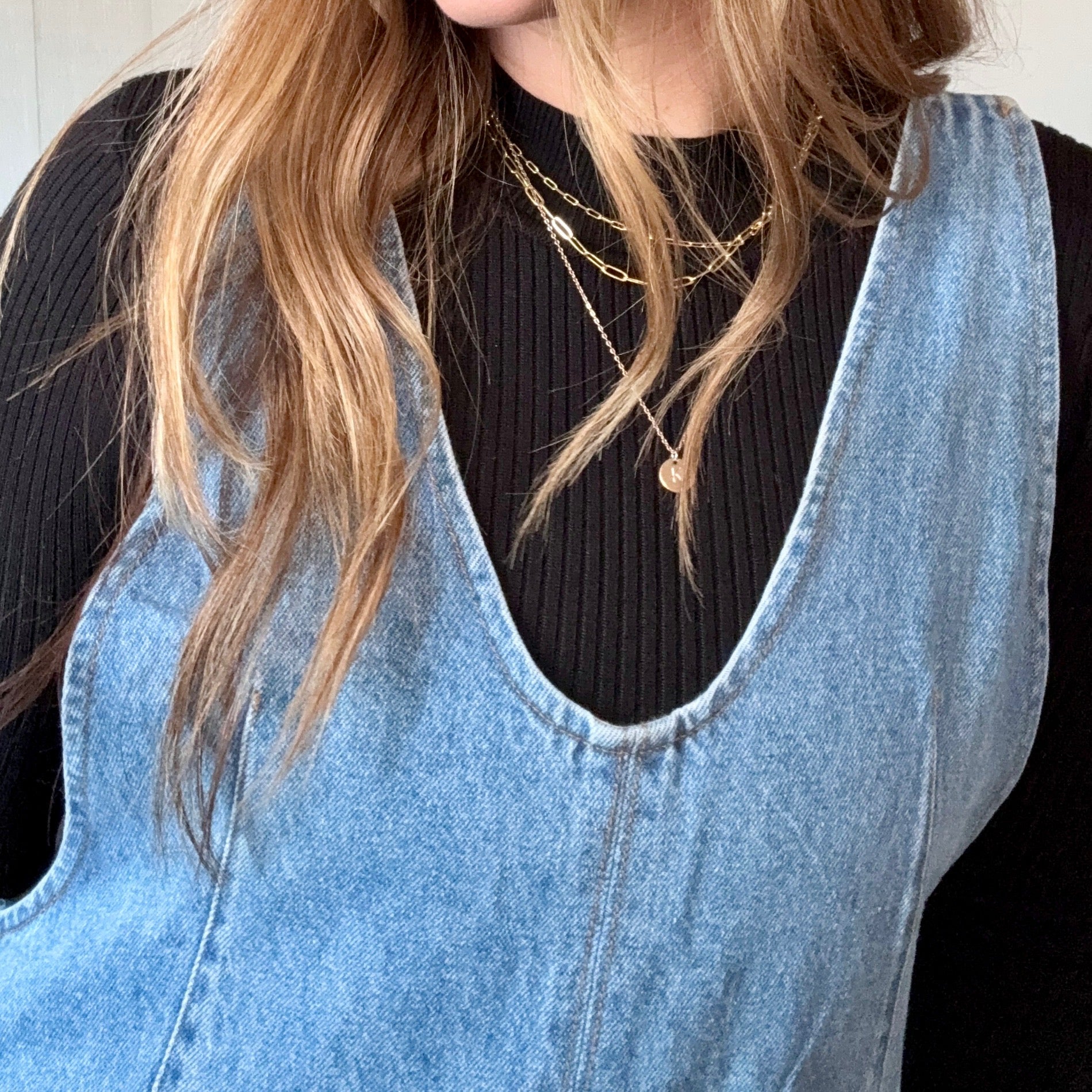 Denim U-Neck Line Relaxed Fit Jumpsuit