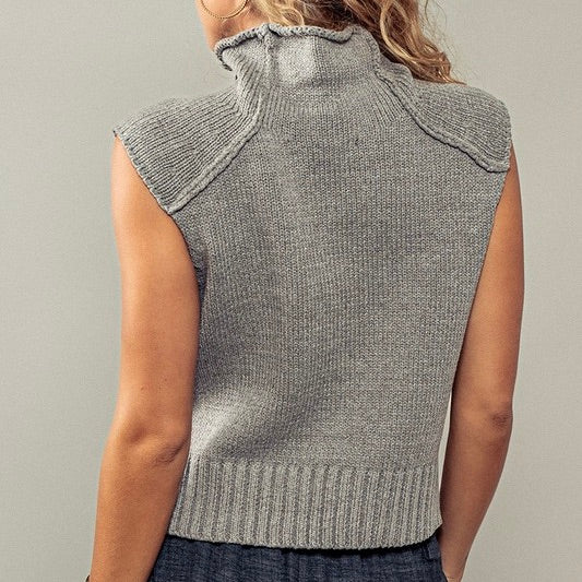Straightforward Turtle Neck Sweater Vest