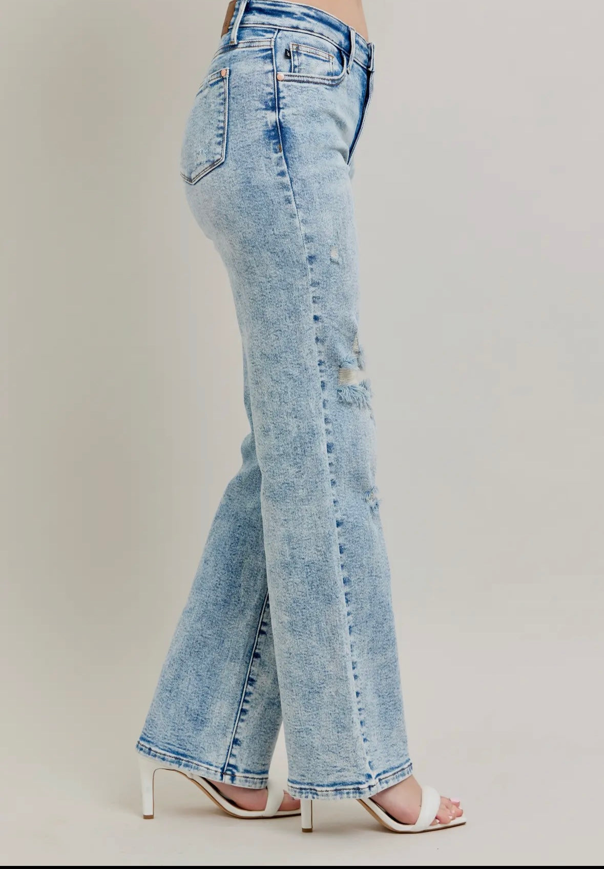Judy Blue Mineral Wash High Waisted Distressed 90's Straight Jean
