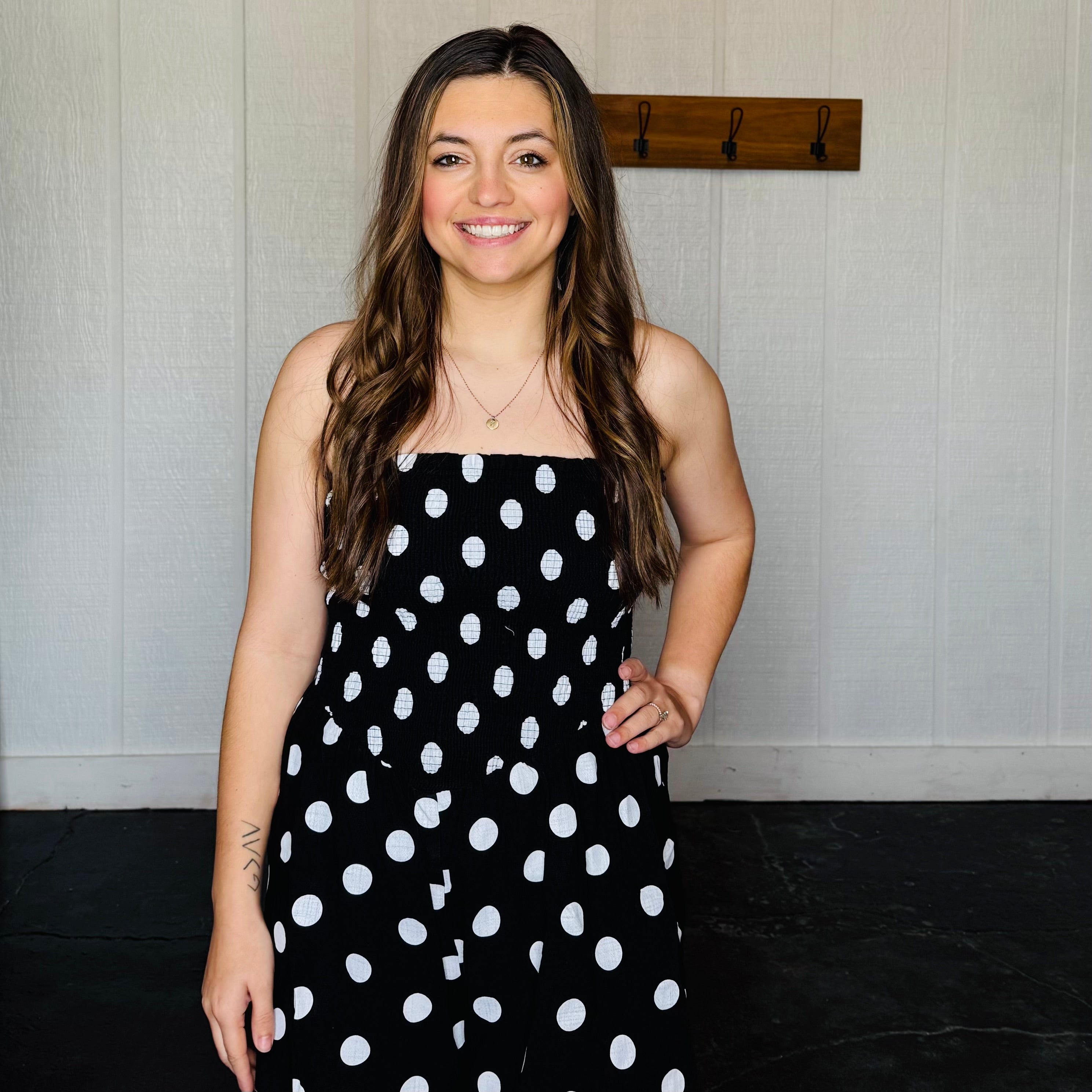 Polka Dot Strapless Smocked Romper
