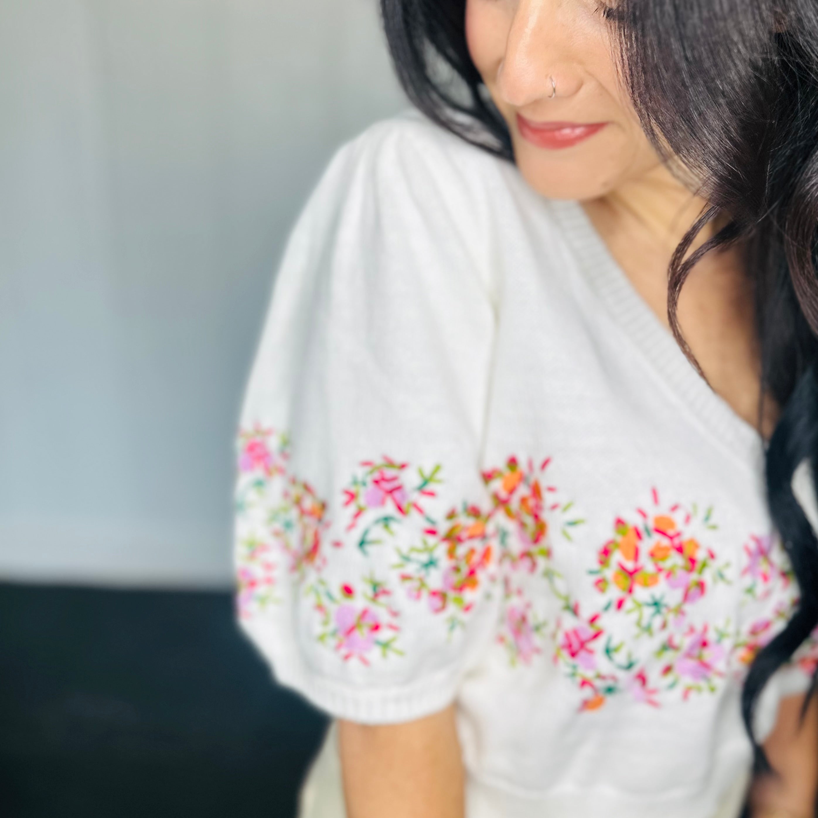 Short Puff Sleeve Sweater