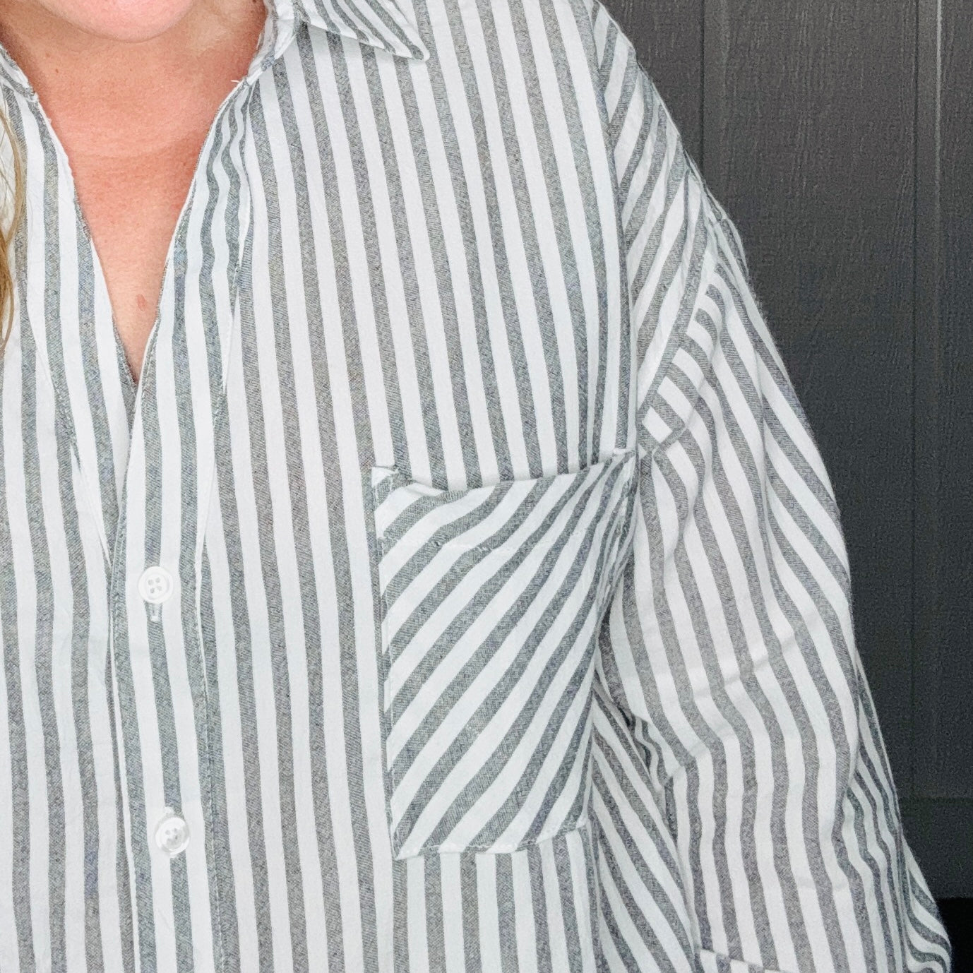 Black Striped Pattern Button Down Shirt
