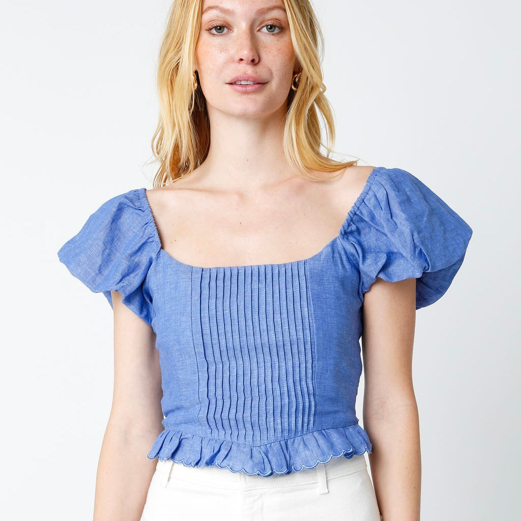 Denim Crop Blouse