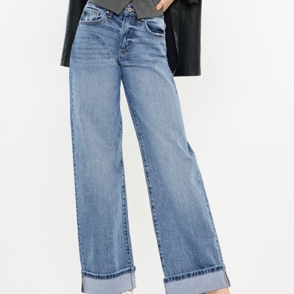 Kan Can High Rise Cuffed Wide Leg