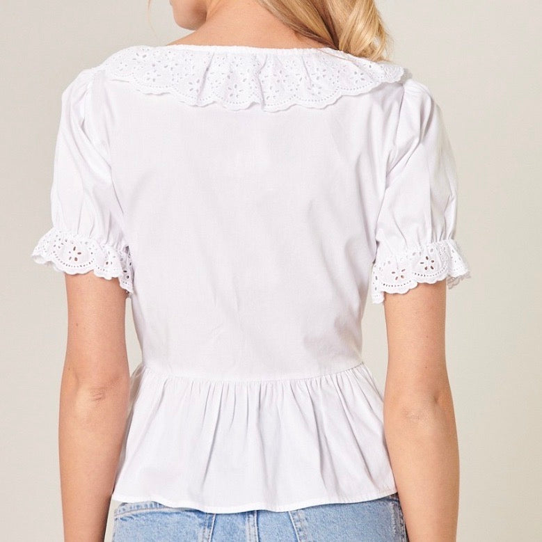 Scallop Eyelet Blouse