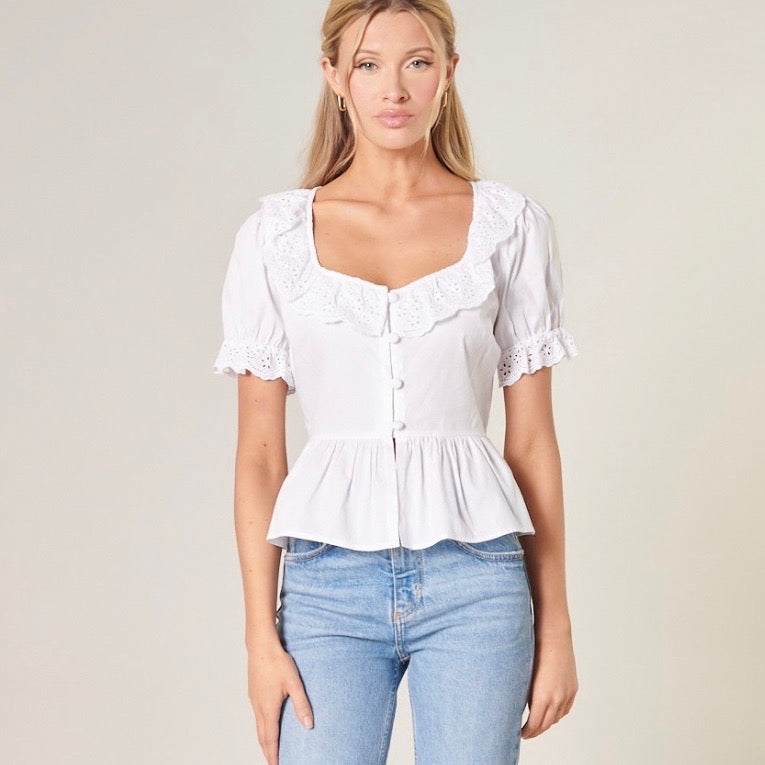 Scallop Eyelet Blouse