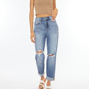 KanCan High Rise Single Cuff Mom Jean