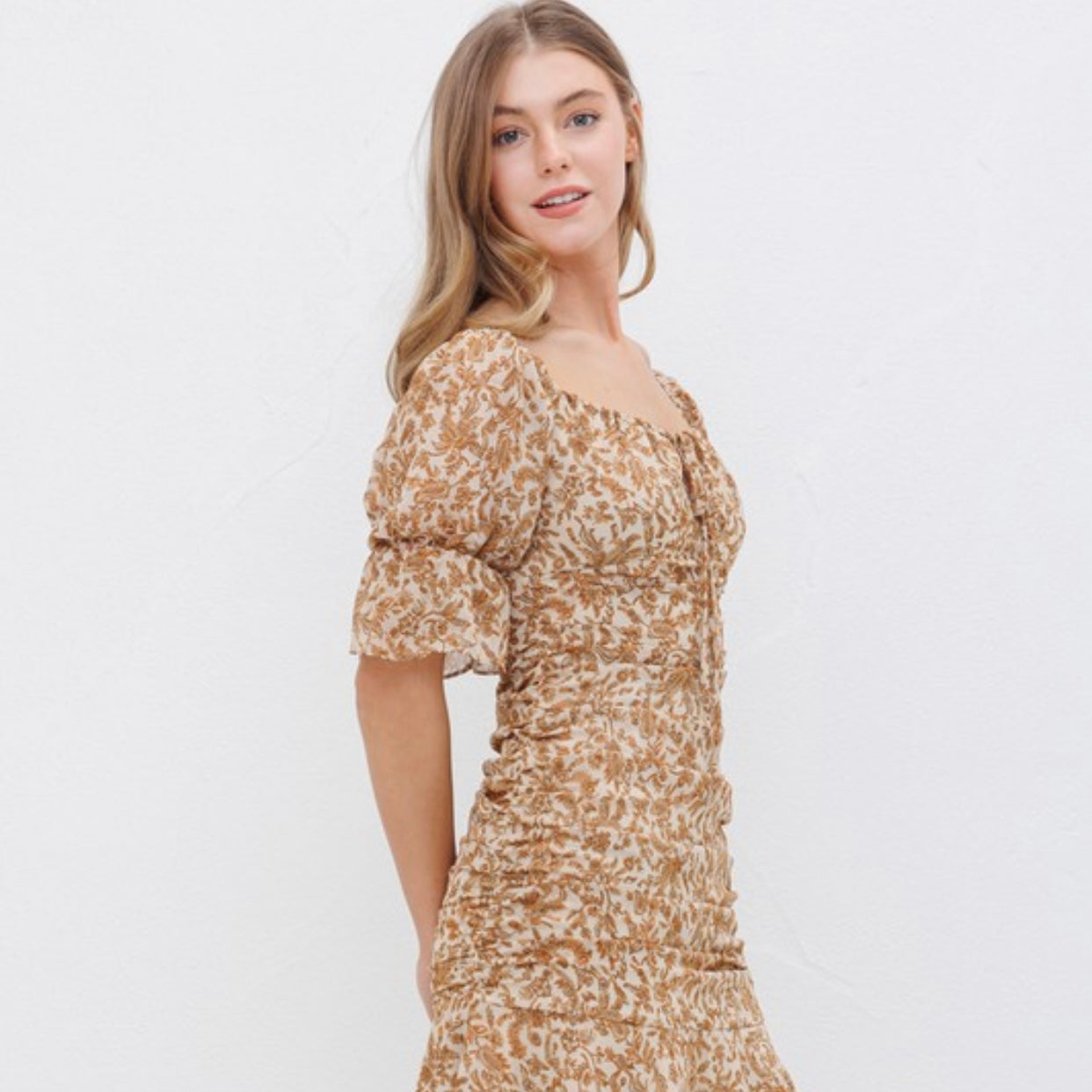 Beige Floral Dress
