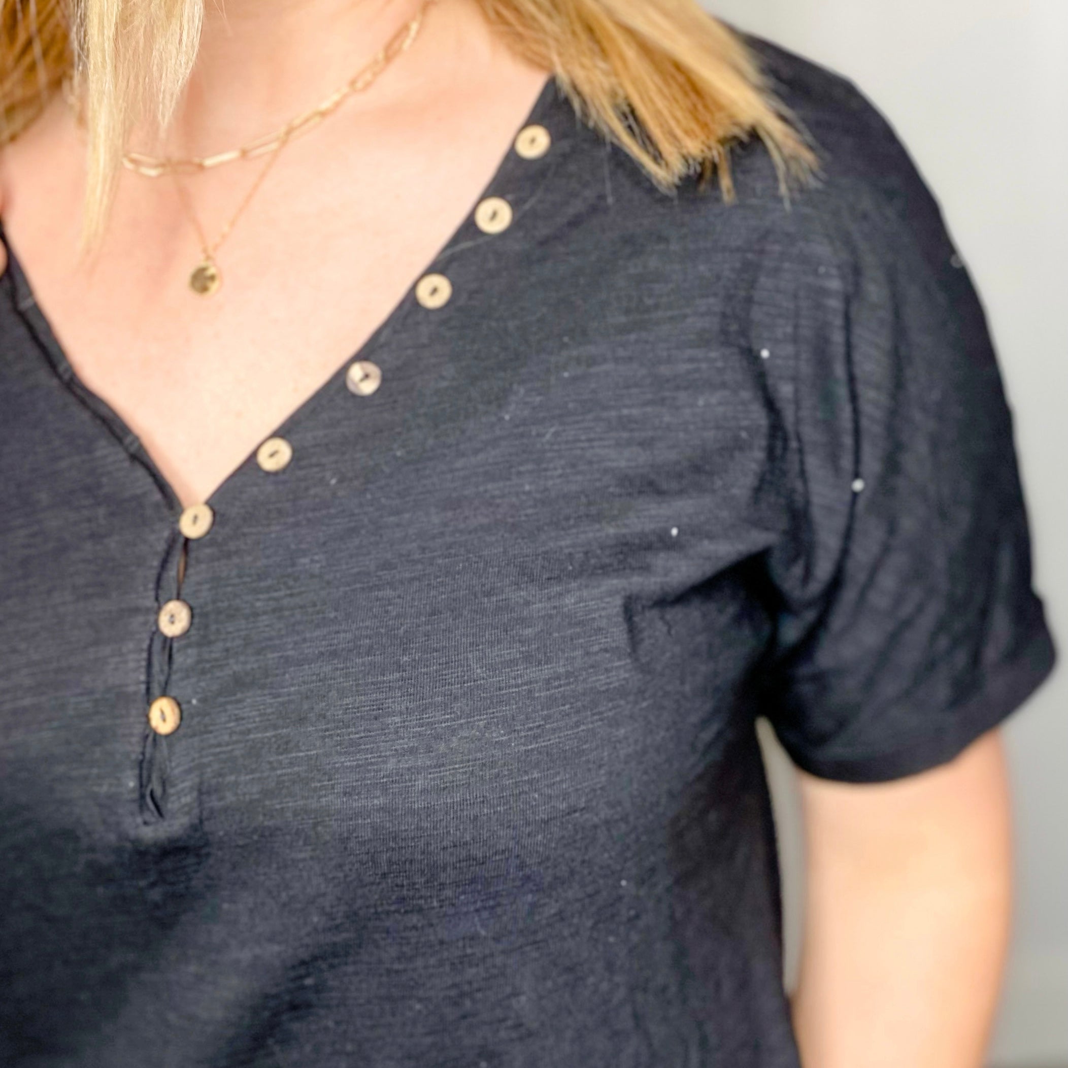 Half Button Up T-Shirt Dress