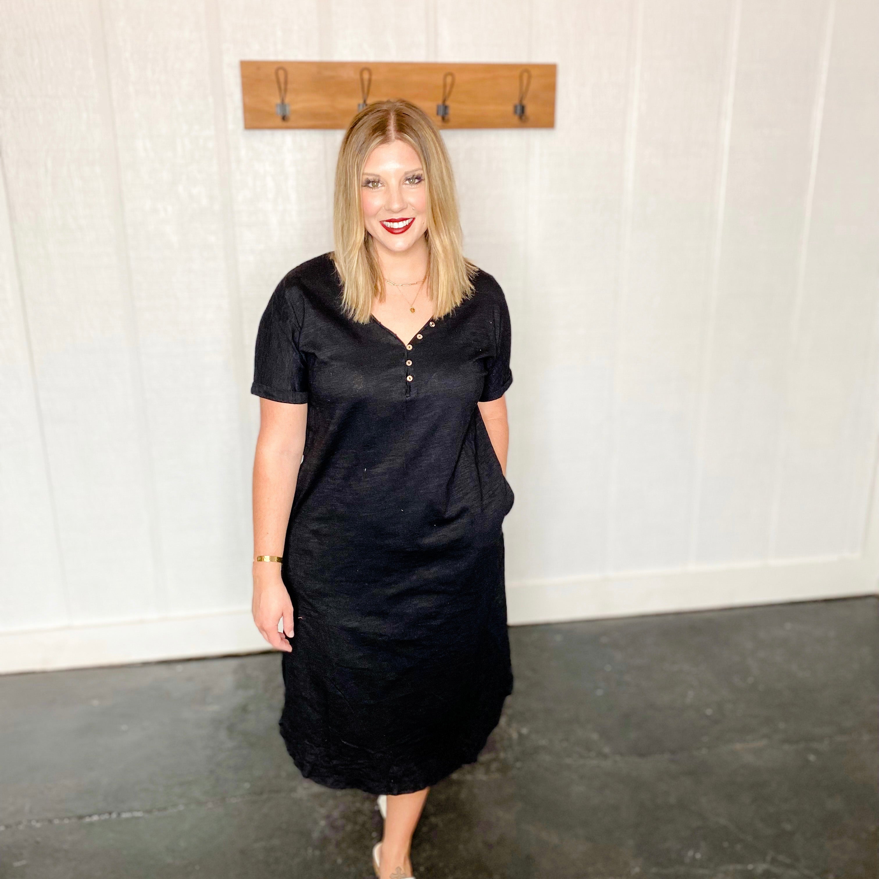 Half Button Up T-Shirt Dress