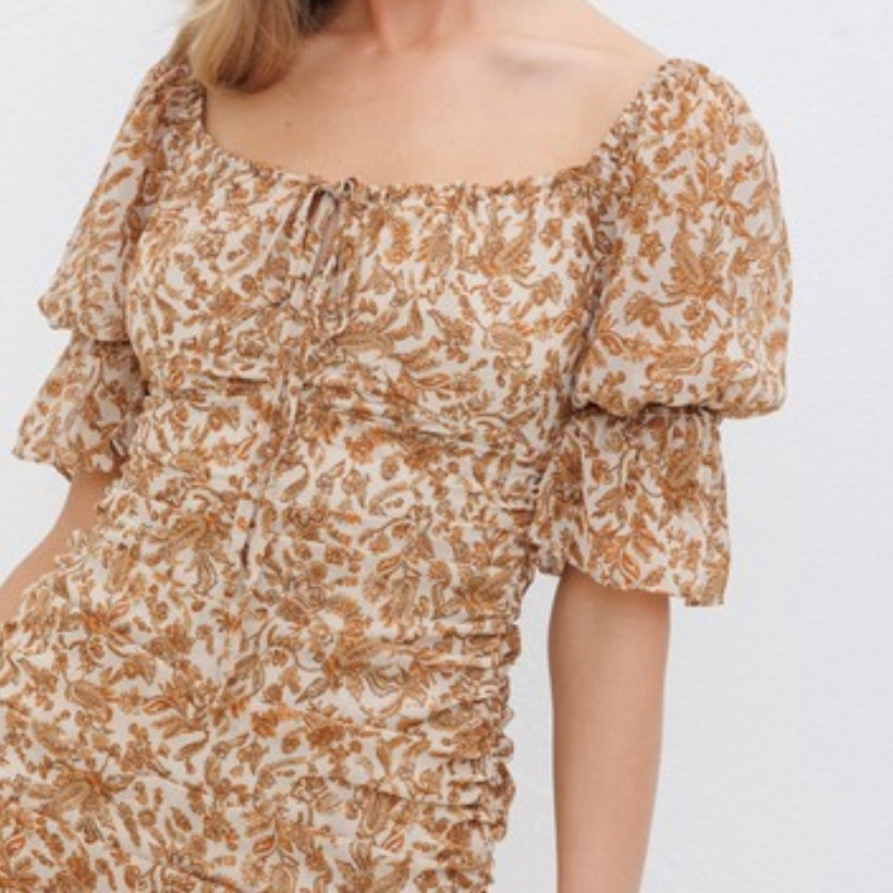 Beige Floral Dress