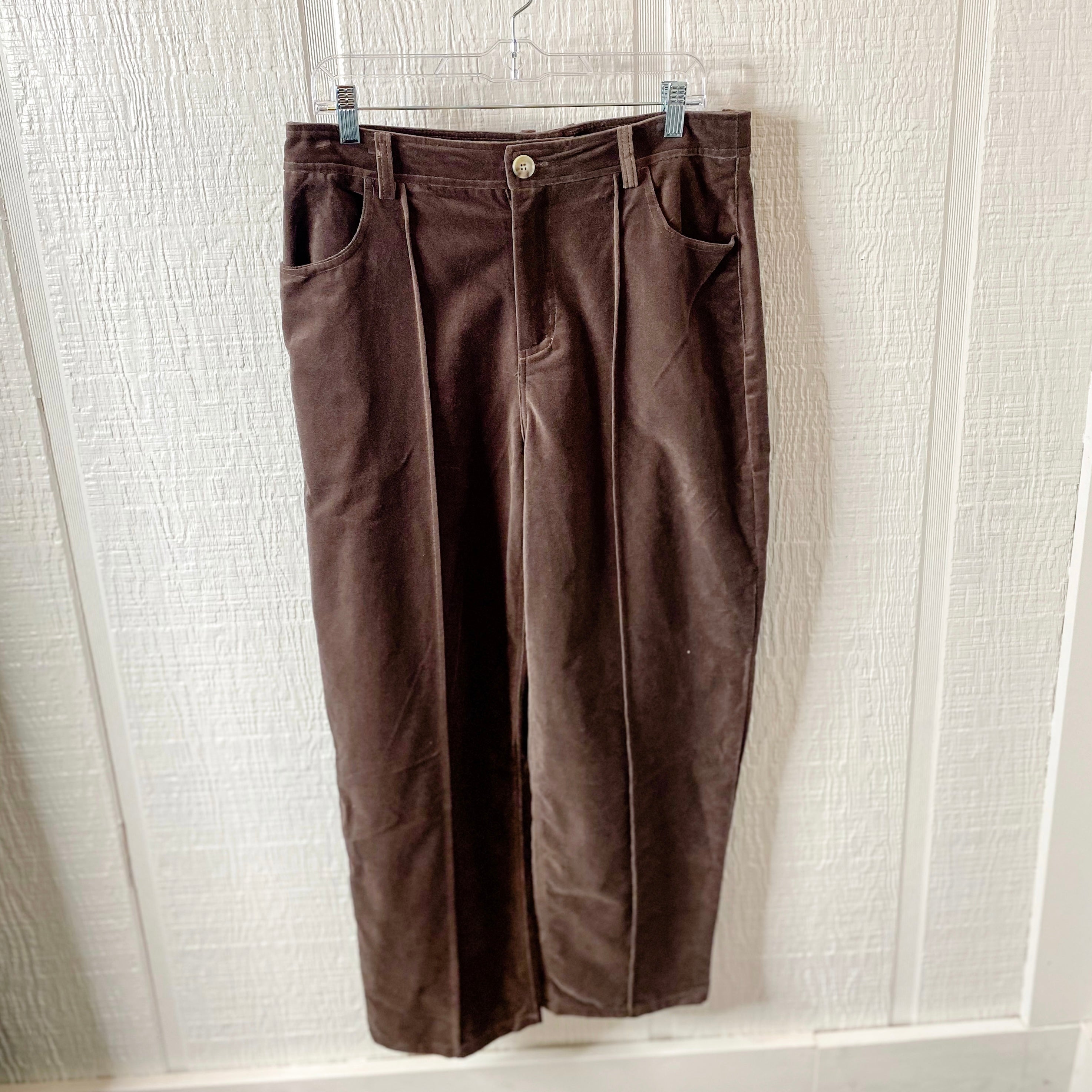 Cedar Brown High Waist Wide Leg Creased Pants