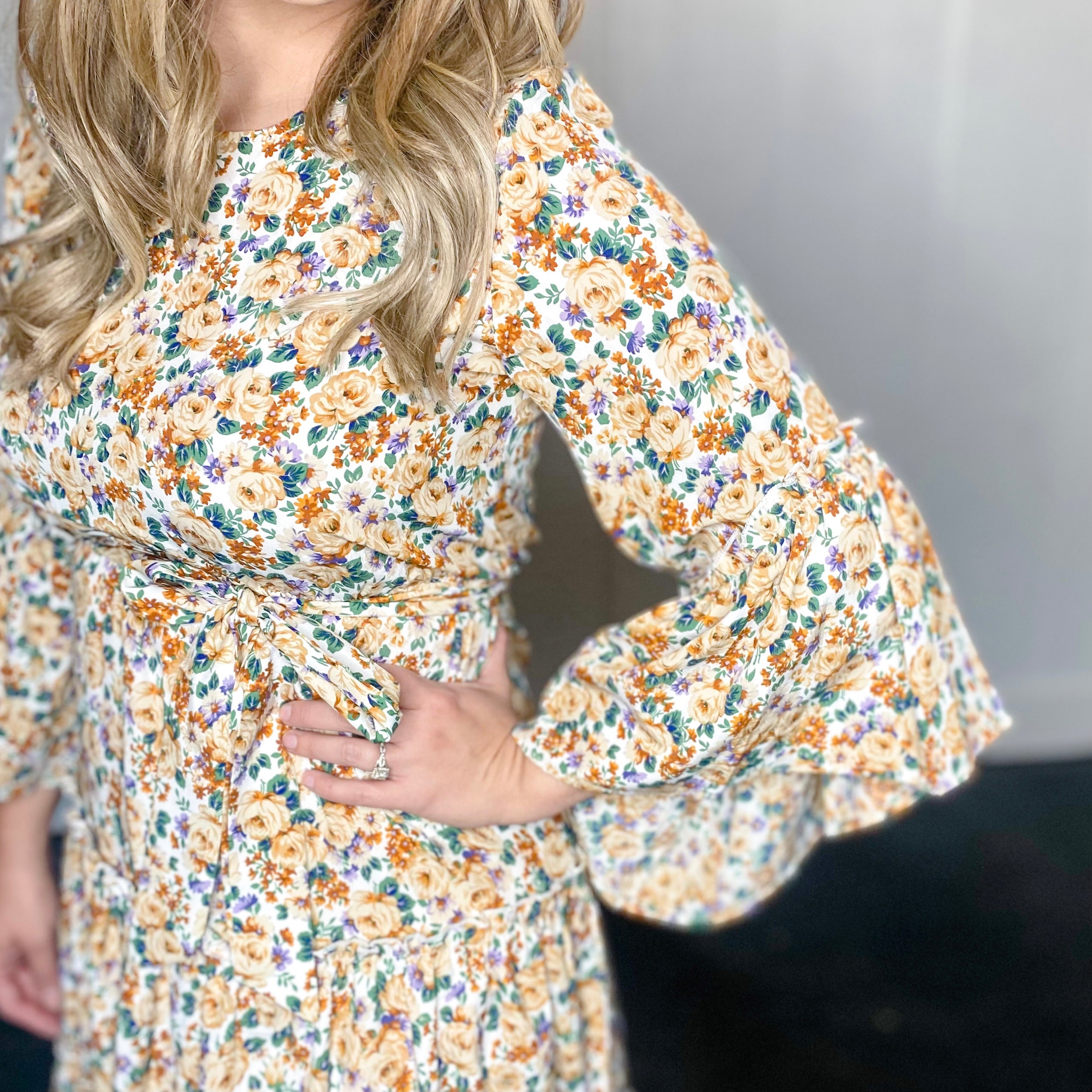 Floral Boho Summer Ruffle Sleeve Dress
