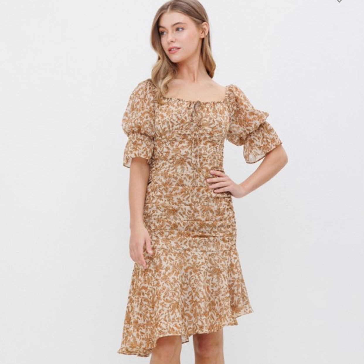 Beige Floral Dress