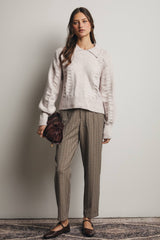 Collared Pointelle Knit Sweater
