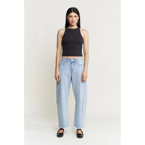 SUPER HIGH BARREL-LEG DETAILING JEANS