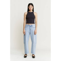 SUPER HIGH BARREL-LEG DETAILING JEANS