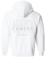 AF White on White Full Zip Puff Print Hoodie Pre-Order