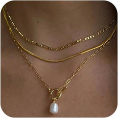 18K STAINLESS STEEL TARNISH FREE LAYERED NECKLACE