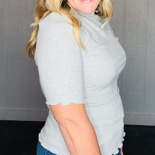 Heather Grey Textured Knit Top
