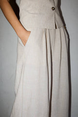 PLEATED DETAIL WIDE LEG PANTS