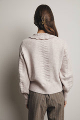 Collared Pointelle Knit Sweater