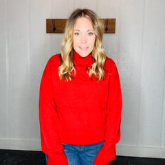 Red High Roll Neck Sweater
