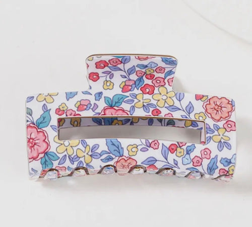 JUMBO FLORAL RECTANGLE HAIR CLAW CLIPS