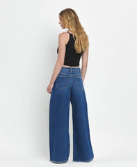 SUPER HIGH RISE PLEATED WIDE JEANS