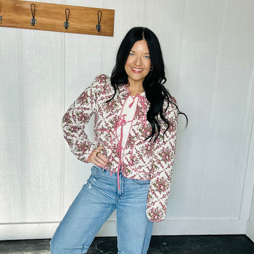 Rose Print Tie Jacket