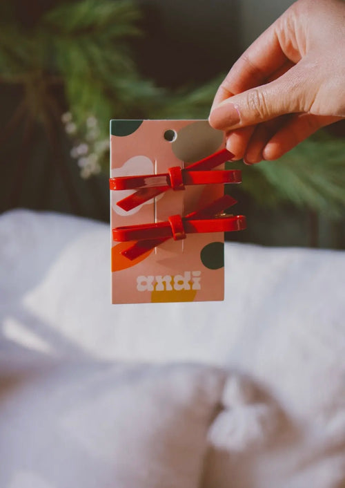 Ruby Red Acetate Bow Clip 2-pack