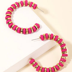 Pink and Gold Hoop Earrings