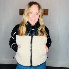 Cream Sherpa Puffer Vest