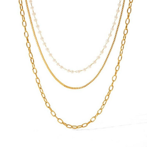 18K STAINLESS STEEL TARNISH FREE LAYERED NECKLACE | 40NK9683