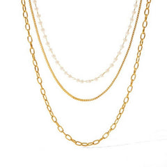 18K STAINLESS STEEL TARNISH FREE LAYERED NECKLACE | 40NK9683