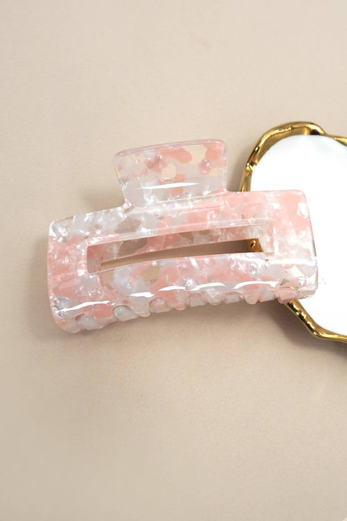 Marbled Acetate Rectangle Hair Claw Clips