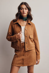 Lined Stretch Suede Utility Jacket