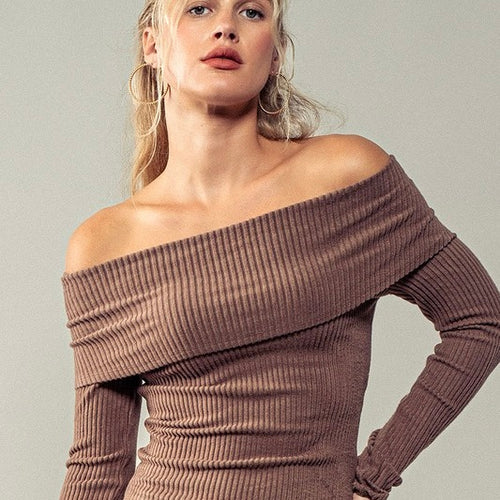 Slim Off The Shoulder Long Sleeve Top