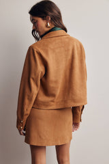 Lined Stretch Suede Utility Jacket