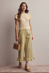 Puff Sleeve Textured Knit Top