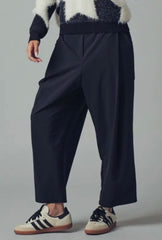 Black Wide-Leg Cropped Utility Pants