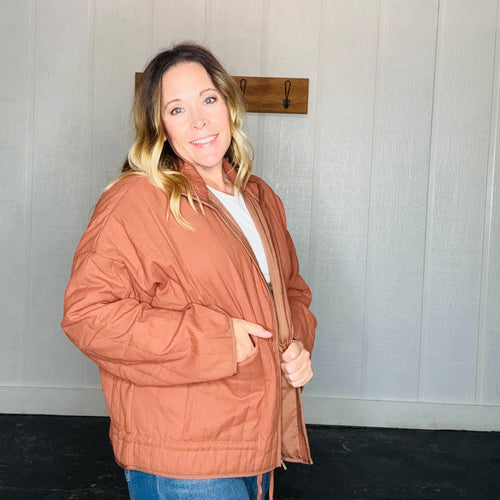Brown Cotton Twill Padded Jacket