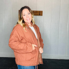 Brown Cotton Twill Padded Jacket