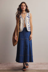 Embroidered Tie-Front Vest