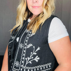 Black Printed Pattern Vest